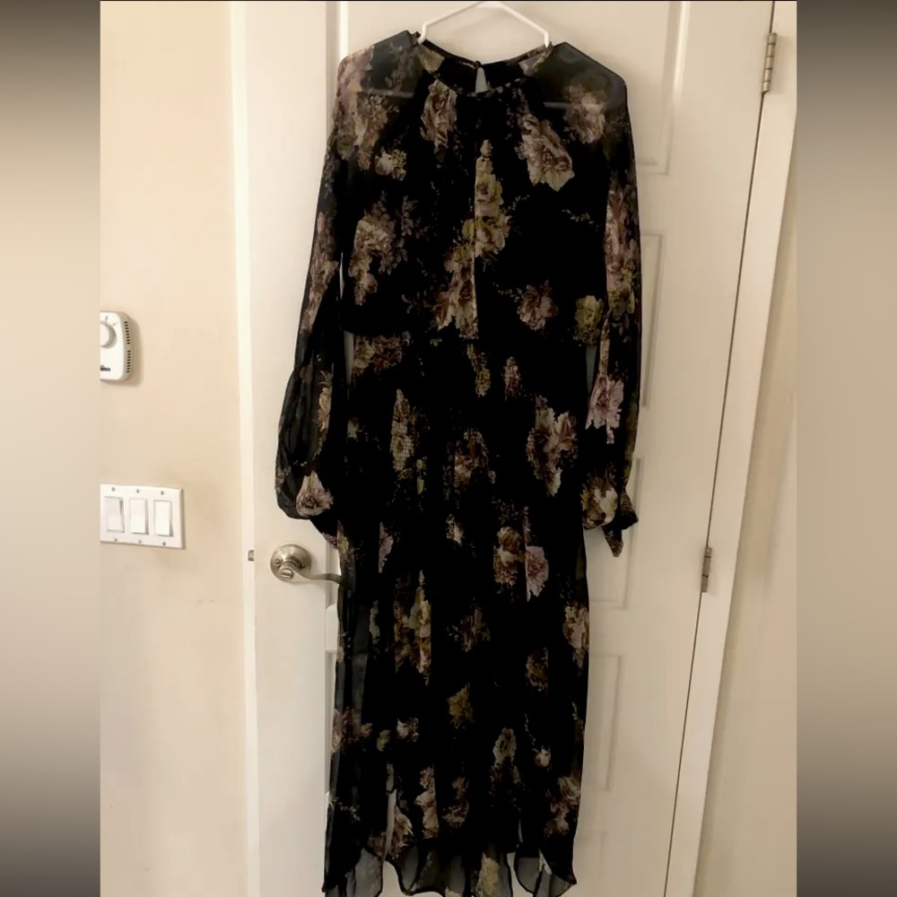 ASOS Black Long Sleeve Floral Maxi Dress